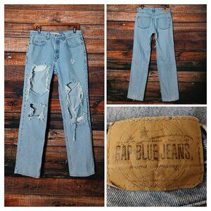 GAP Vintage Jeans 31X31 Relaxed Ripped Distressed Blue Denim